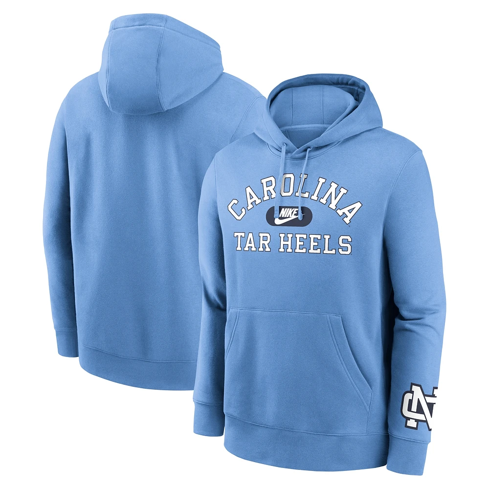 Men's Nike Carolina Blue North Tar Heels Legacy Foundational Two-Hit Club Performance Pullover Hoodie