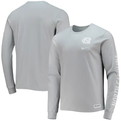 Men's Champion White North Carolina Tar Heels Team Stack Long Sleeve T-Shirt