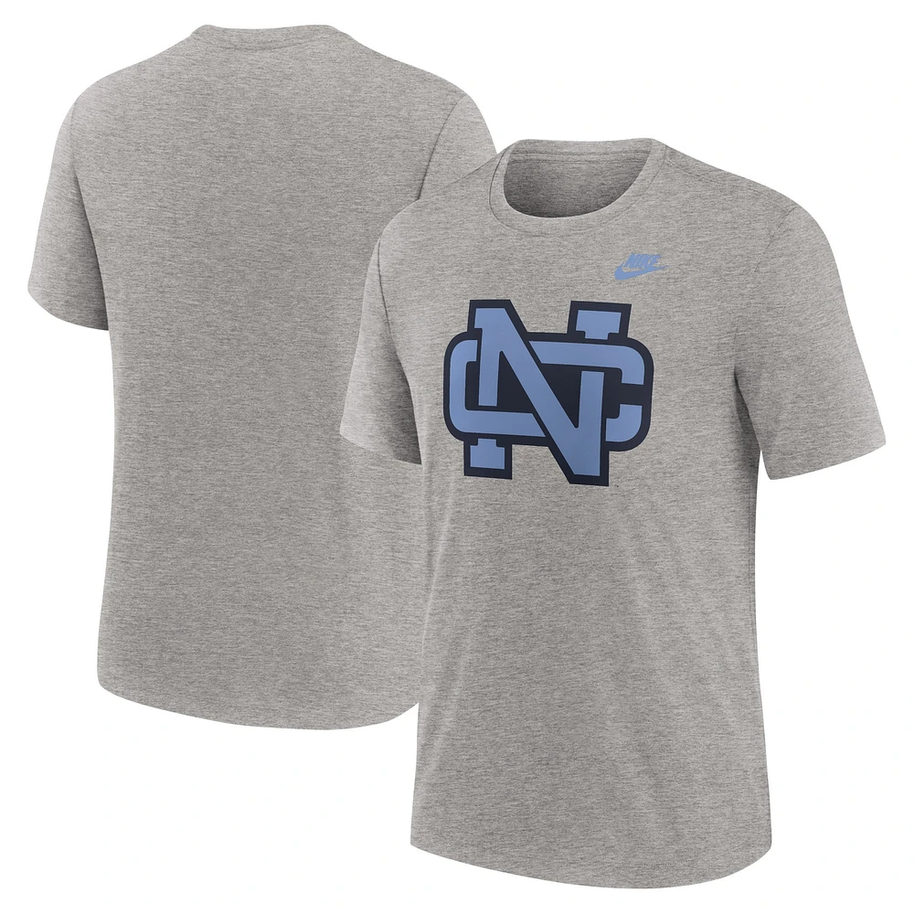 Men's Nike Heather Gray North Carolina Tar Heels Blitz Legacy Primary Tri-Blend T-Shirt