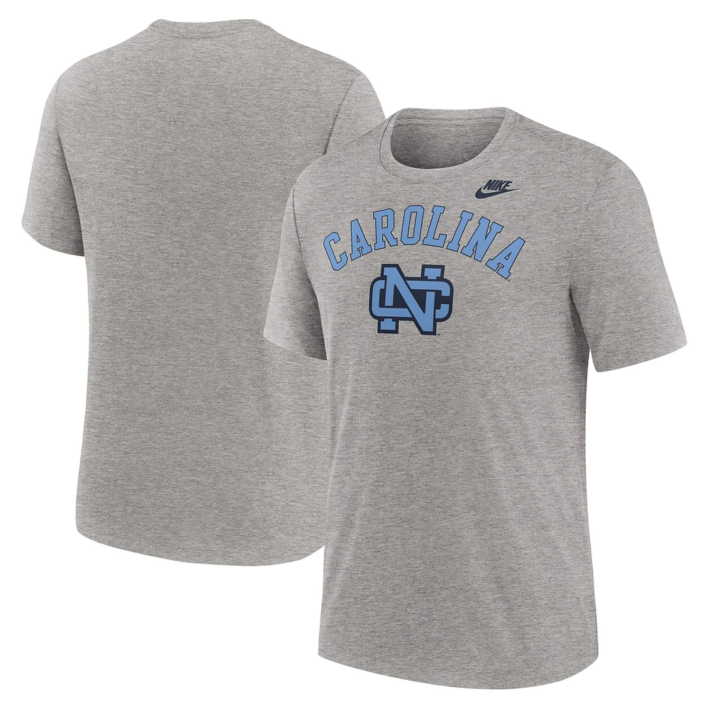 T-shirt Nike gris chiné pour homme, Legacy Arch Tri-Blend, North Carolina Tar Heels