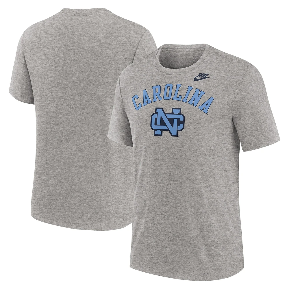 T-shirt Nike gris chiné pour homme, Legacy Arch Tri-Blend, North Carolina Tar Heels