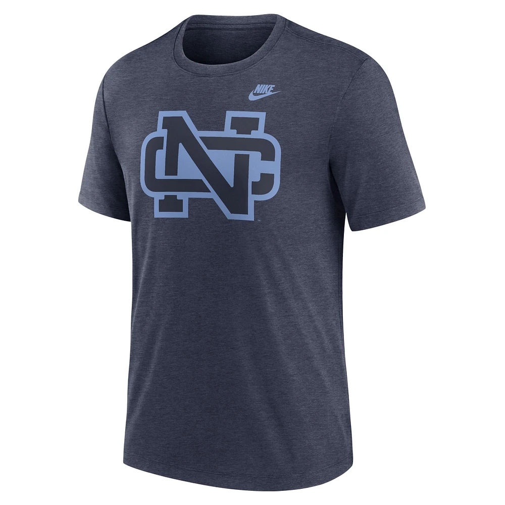 Men's Nike Heather Navy North Carolina Tar Heels Blitz Legacy Primary Tri-Blend T-Shirt