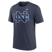 T-shirt Nike Heather Navy North Carolina Tar Heels Blitz Legacy Primary Tri-Blend pour homme