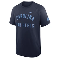 T-shirt Nike bleu marine pour homme, manches raglan, performance premium, North Carolina Tar Heels Ready