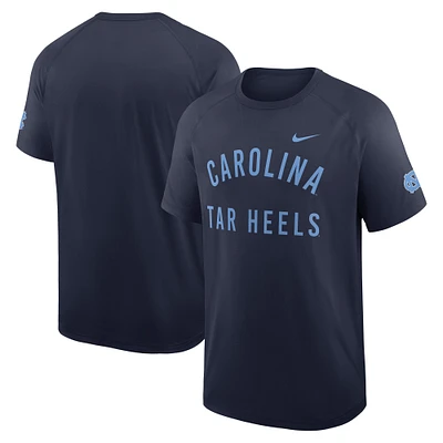 T-shirt Nike bleu marine pour homme, manches raglan, performance premium, North Carolina Tar Heels Ready