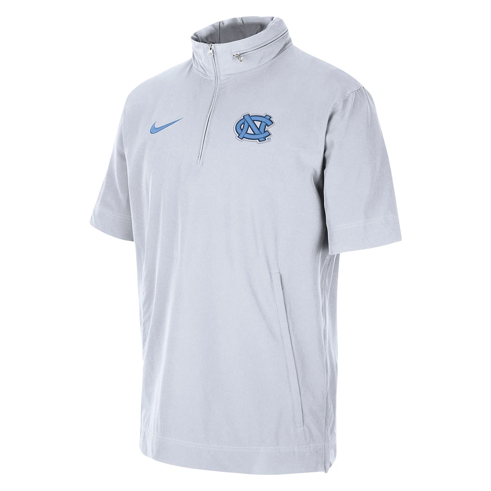 Men's Nike White North Carolina Tar Heels Coaches Half-Zip Short Sleeve Jacket