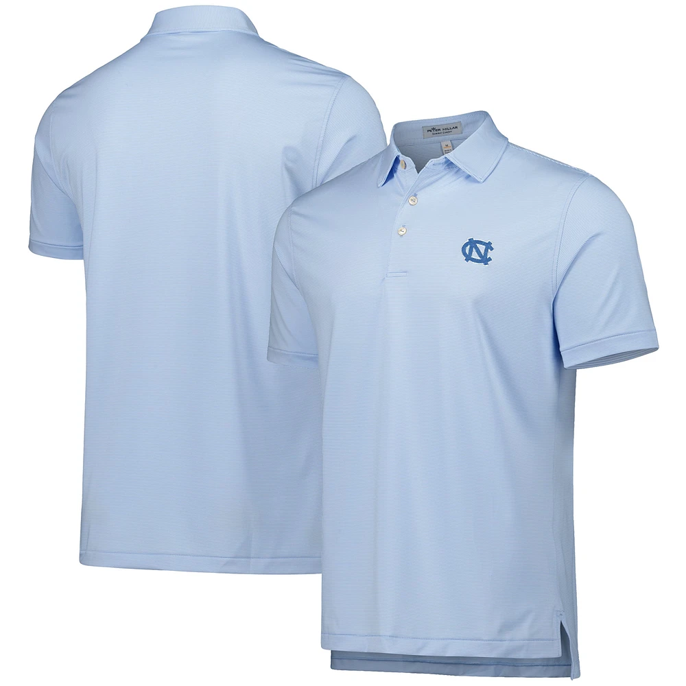 Polo en jersey à rayures Jubilee Performance Peter Millar pour hommes, bleu clair, North Carolina Tar Heels