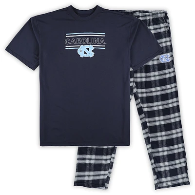 Men's Profile Navy North Carolina Tar Heels Big & Tall 2-Pack T-Shirt Flannel Pants Set