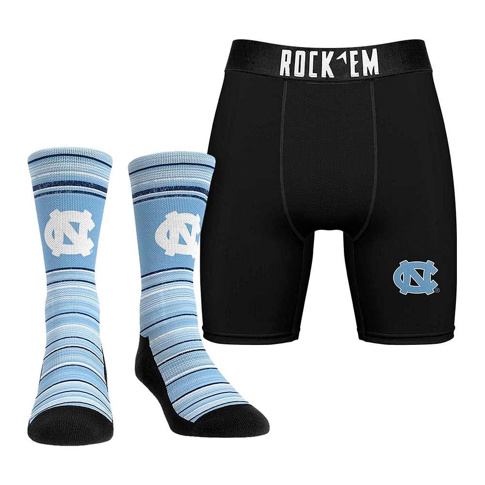 Pack combiné de chaussettes et caleçons boxeurs Rock Em Socks North Carolina Tar Heels pour hommes