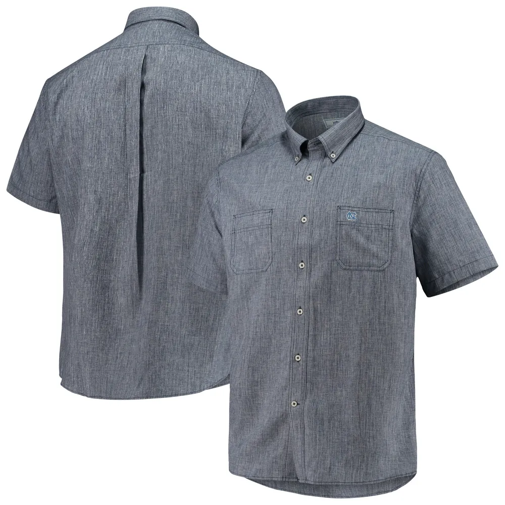 Men's Columbia Navy North Carolina Tar Heels PFG Tamiami Omni-Shade  Button-Down Shirt