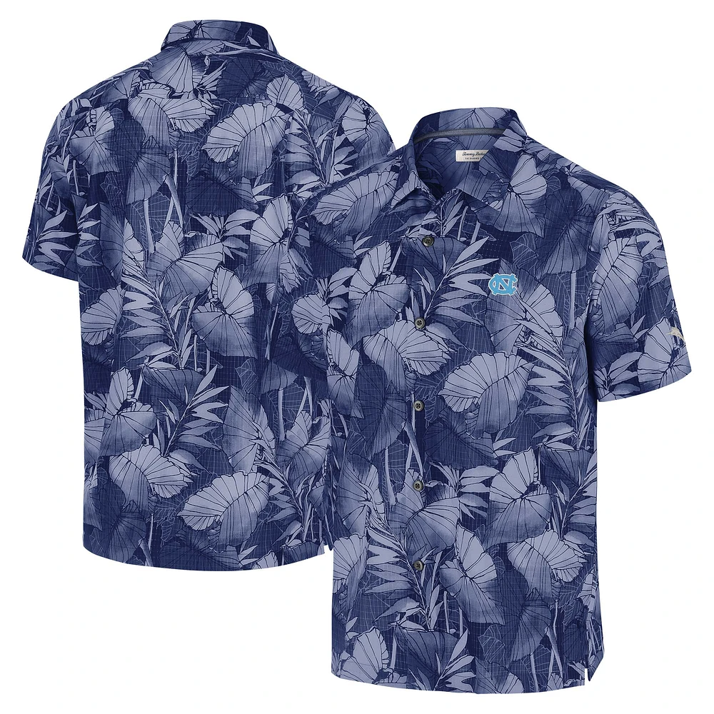 Chemise boutonnée Tommy Bahama Blue North Carolina Tar Heels pour homme Big & Tall Coast Nuevo Fronds IslandZone