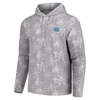 Men's Tommy Bahama Gray North Carolina Tar Heels Palm Frenzy Hoodie Long Sleeve T-Shirt