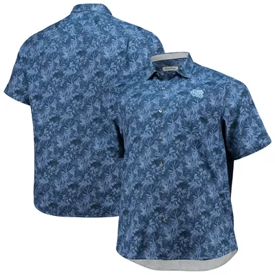 North Carolina Tar Heels Tommy Bahama Big & Tall Sport Jungle Shade Silk Button-Up Camp Shirt - Navy