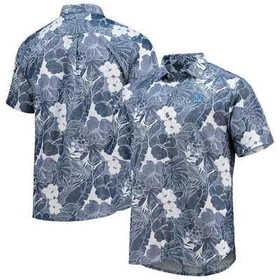 North Carolina Tar Heels Tommy Bahama Coconut Point Playa Flora IslandZone Button-Up Shirt - Navy