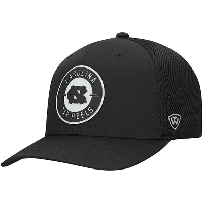 Casquette extensible noire pour homme Top of the World avec patch Abbot des Tar Heels de Caroline du Nord