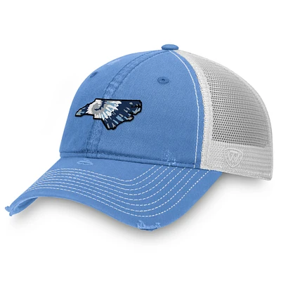 Casquette ajustable à imprimé tie-dye bleu/blanc de Caroline du Nord pour homme Top of the World Carolina Tar Heels