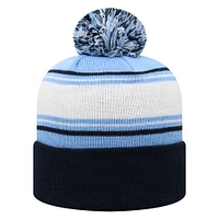 Bonnet en tricot à revers avec pompon pour homme Top of the World Carolina Blue North Carolina Tar Heels