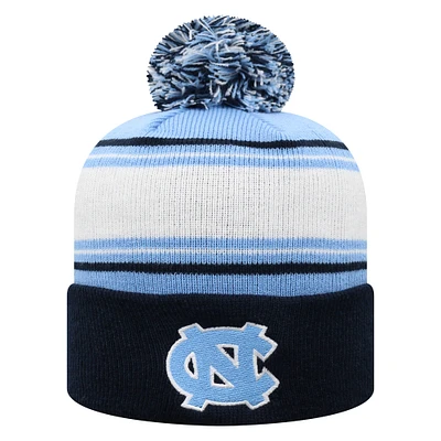 Bonnet en tricot à revers avec pompon pour homme Top of the World Carolina Blue North Carolina Tar Heels