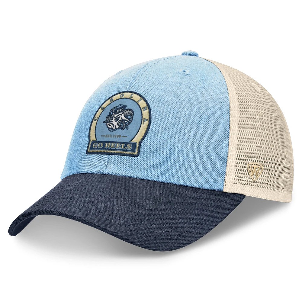 Casquette ajustable de camionneur raffinée Top of the World Carolina Blue North Carolina Tar Heels pour hommes