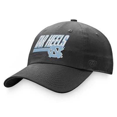 Chapeau réglable Top of the World Charcoal North Carolina Tar Heels Slice pour hommes