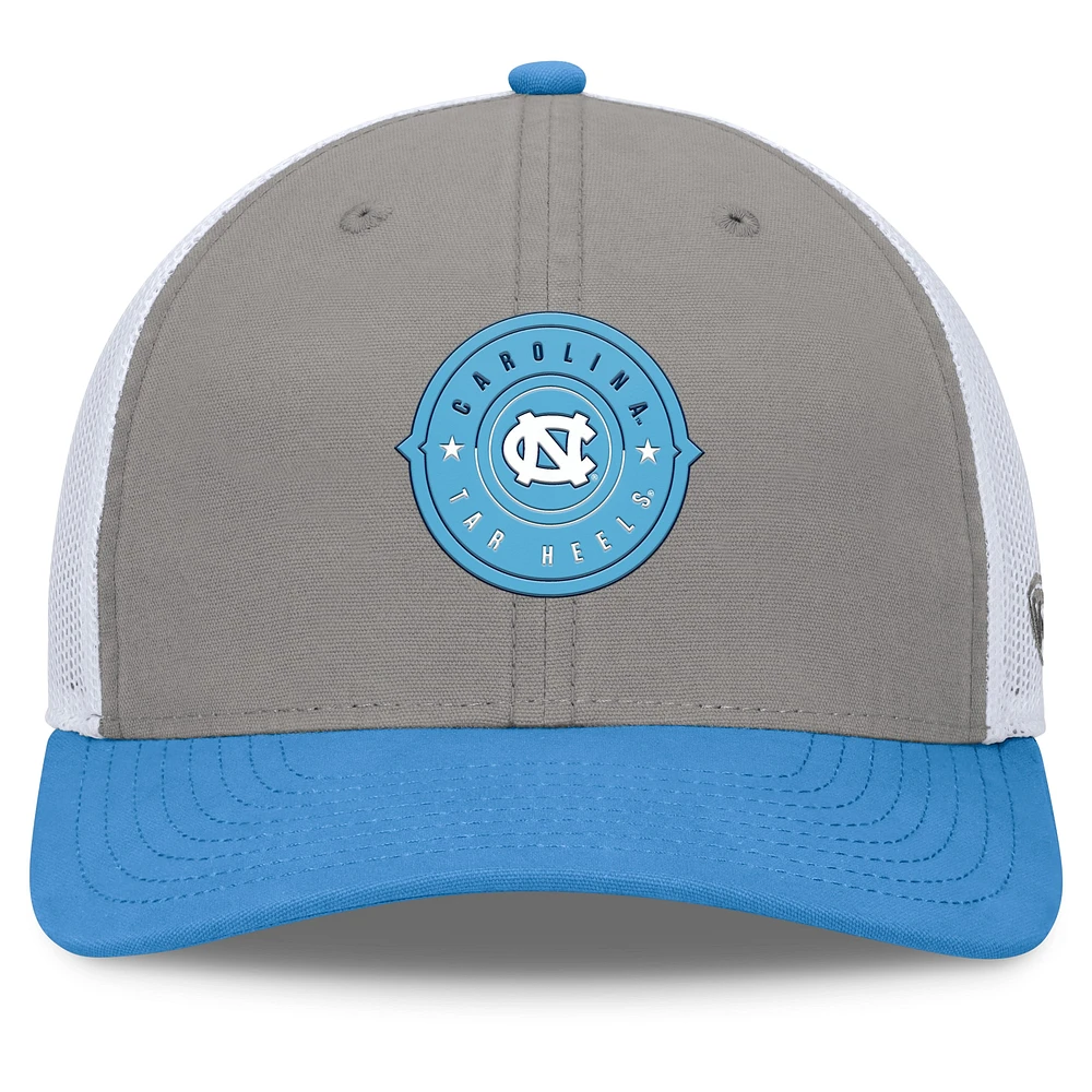 Casquette ajustable Rob Trucker pour homme Top of the World gris/bleu Caroline des North Carolina Tar Heels