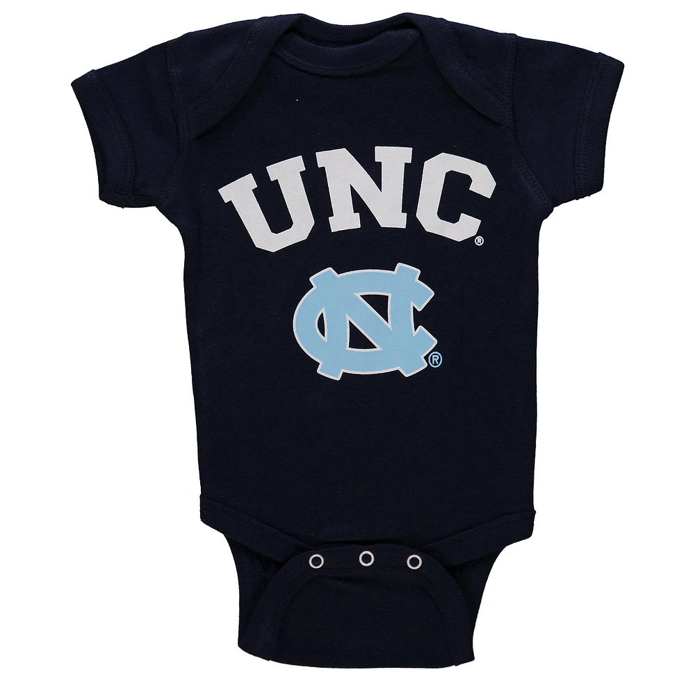 Newborn & Infant Navy North Carolina Tar Heels Arch Logo Bodysuit