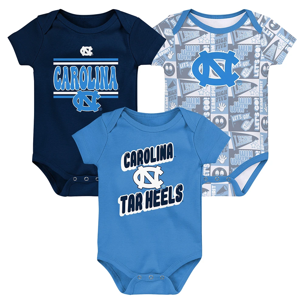 Newborn Carolina Blue North Tar Heels Sunday Comics 3-Pack Bodysuit Set