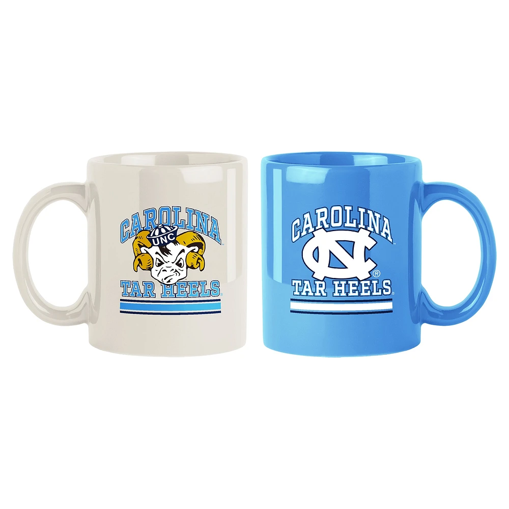 Lot de 2 tasses à motif de damier de 15 oz avec logo des Tar Heels de Caroline du Nord