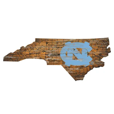 North Carolina Tar Heels 23.5" x 23.5" Distressed State with Logo Sign