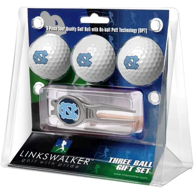 North Carolina Tar Heels 3-Ball Golf Ball Gift Set with Kool Divot Tool