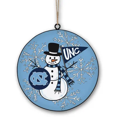 North Carolina Tar Heels Metal Snowman Ornament