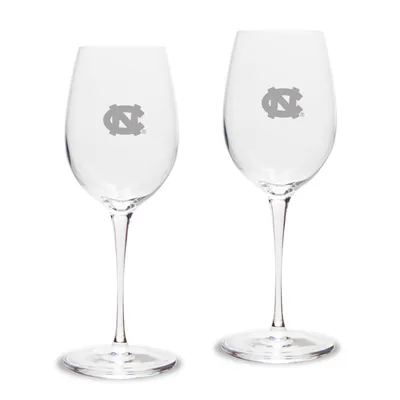 North Carolina Tar Heels Primary Team Logo 12oz. 2-Piece Luigi Bormioli Titanium White Wine Glass Set