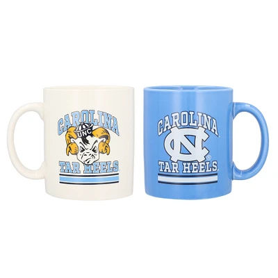 Lot de deux tasses colorées de 15 oz des Tar Heels de Caroline du Nord