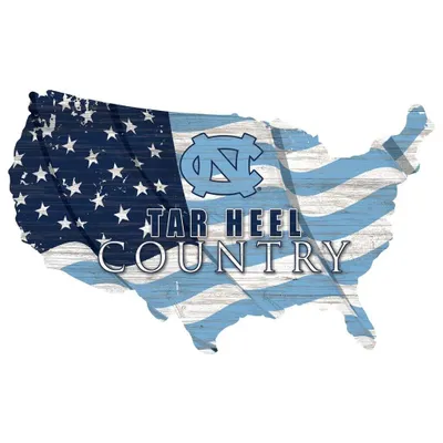 North Carolina Tar Heels USA Flag Cutout Sign