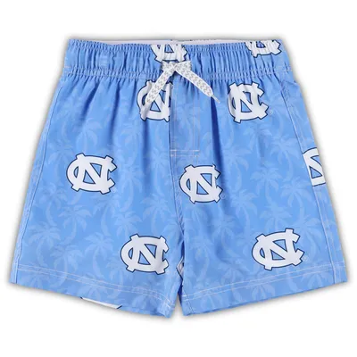 Preschool Wes & Willy  Light Blue North Carolina Tar Heels Palm Tree Swim Shorts