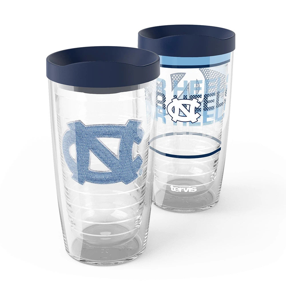 Tervis Caroline du Nord Tar Heels 2-Pack 16oz. Ensemble de gobelets concurrents et emblèmes