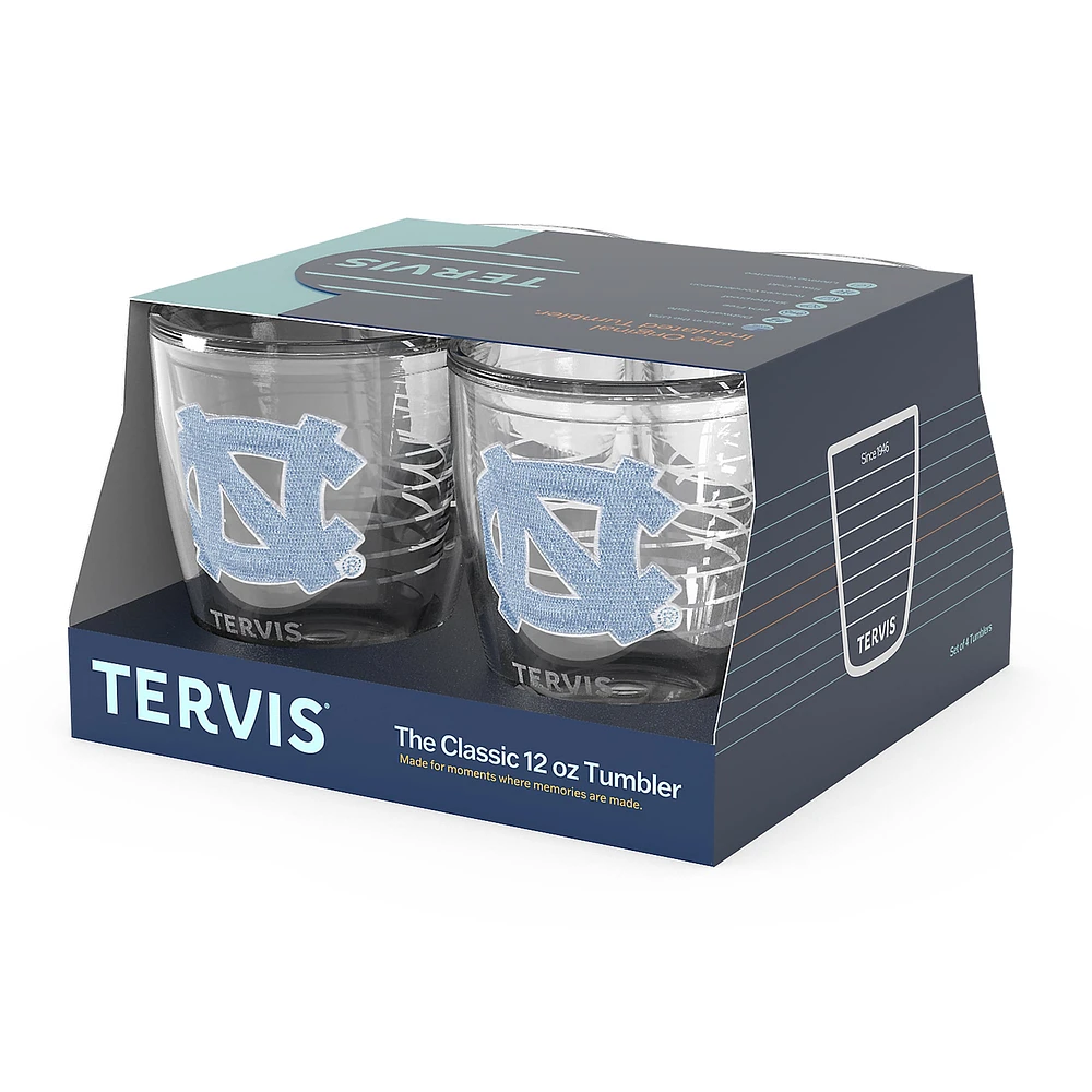 Tervis Caroline du Nord Tar Heels 4-Pack 12oz. Ensemble de gobelets emblème