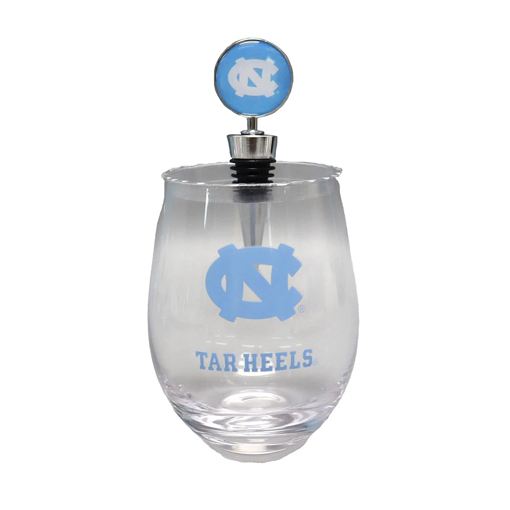 The Memory Company North Carolina Tar Heels 15oz. Stemless Tumbler With Wine Bottle Stopper