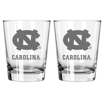 The Memory Company Caroline du Nord Tar Heels 2-Pack 15oz. Ensemble de verres à l'ancienne double