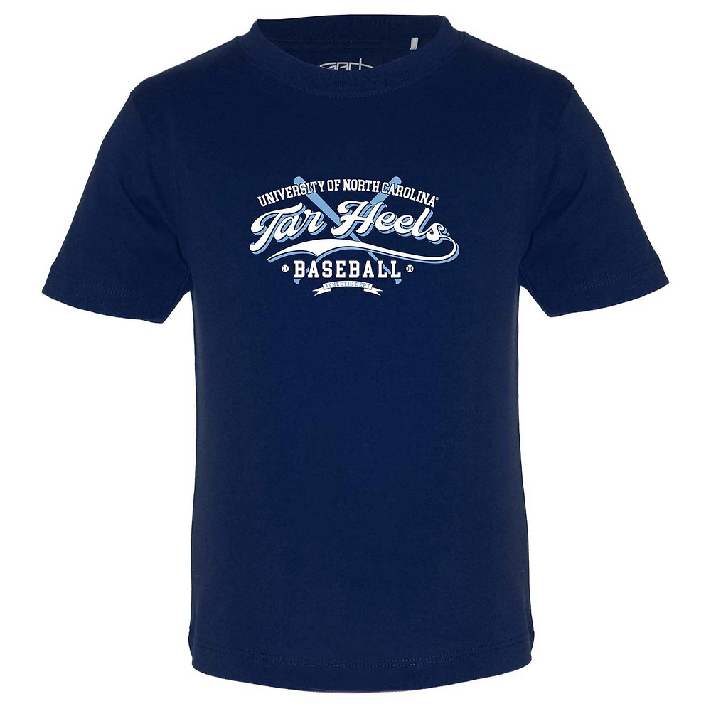 T-shirt de baseball Toni Garb pour tout-petits, bleu marine, Caroline du Nord Tar Heels