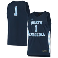 Jordan Brand #1 Navy North Carolina Tar Heels Réplique Maillot de Basket-Ball Unisexe