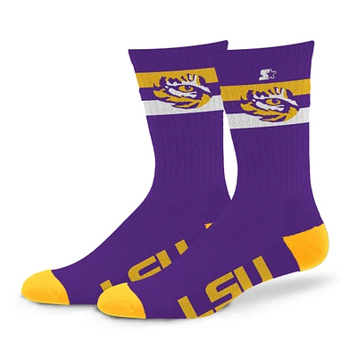 Unisex Starter  LSU Tigers Team Color Two-Stripe Crew Socks