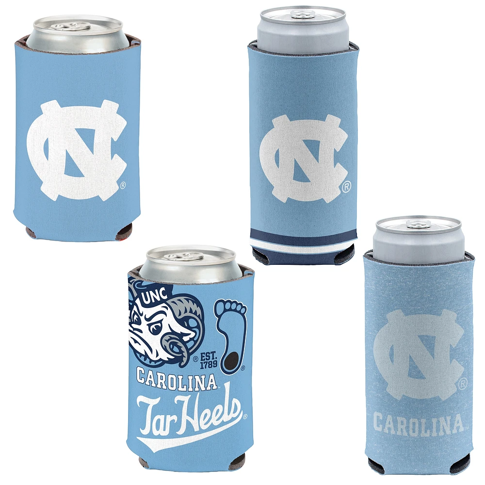 WinCraft Caroline du Nord Tar Heels Slim & 12oz. Ensemble de 4 refroidisseurs de canettes