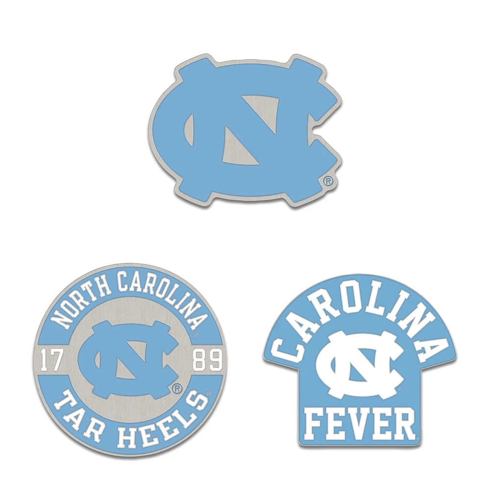 Ensemble de pin de collection en trois pièces WinCraft North Carolina Tar Heels