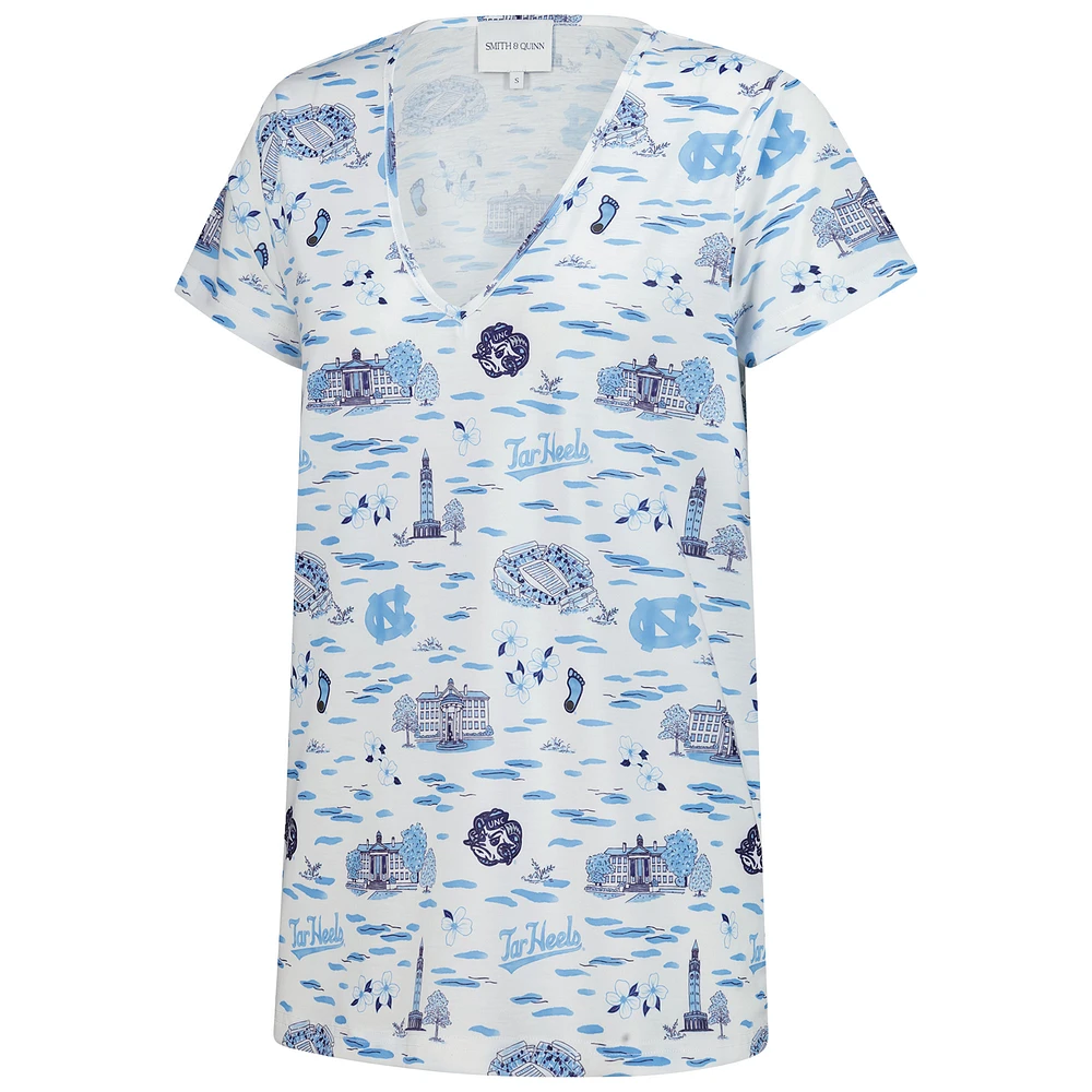 Women's Smith & Quinn White North Carolina Tar Heels Blake V-Neck T-Shirt