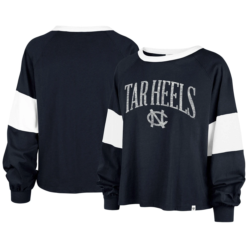 T-shirt à manches longues '47 Navy North Carolina Tar Heels Upside Rhea Raglan pour femmes