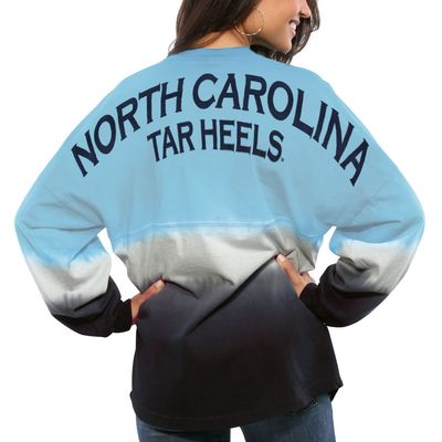 Women's Carolina Blue North Tar Heels Ombre Long Sleeve Dip-Dyed Spirit Jersey