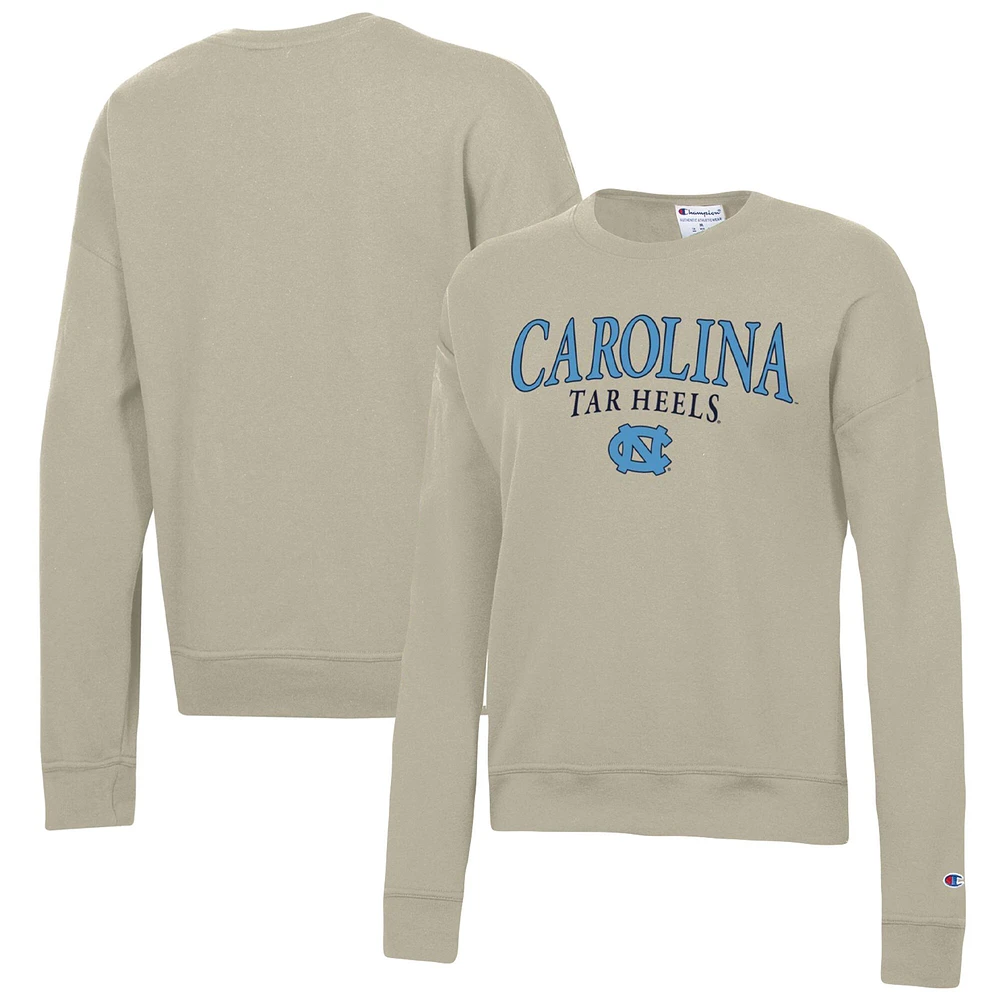 Women's Champion Tan North Carolina Tar Heels Powerblend Pullover Sweatshirt