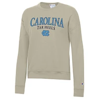 Women's Champion Tan North Carolina Tar Heels Powerblend Pullover Sweatshirt