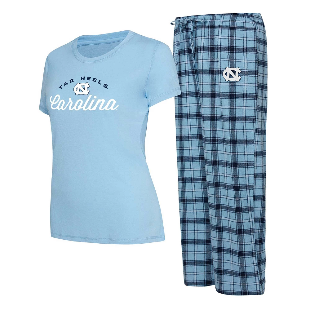 Concepts Sport Carolina Bleu/Marine pour femmes Ensemble de nuit T-shirt et pantalon en flanelle Arctic Tar Heels Caroline du Nord